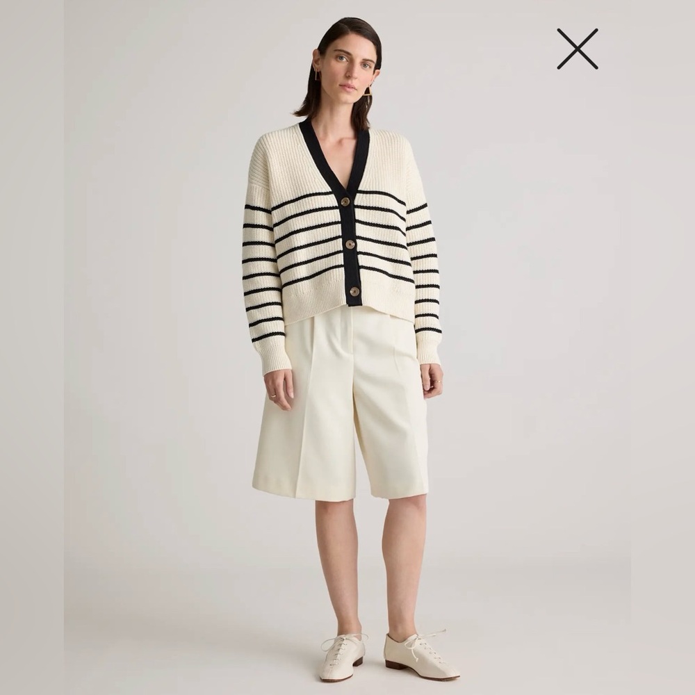 Quince 100% Organic Cotton Fisherman Boxy Cropped Cardigan